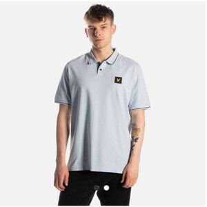 Lyle & Scott Casuals Tipped Polo Shirt OPAL Blue Mens Size Large
